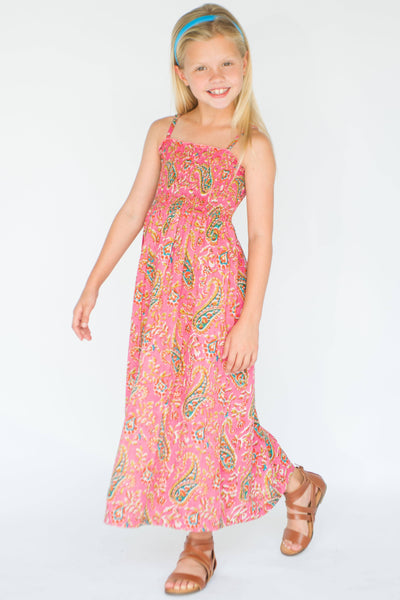 Pink Paisley Print Maxi Dress Dress Yo Baby Wholesale 