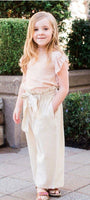 Pink Ruffle Sleeves Top with High-Waist Ivory Paper Bag Pants 2 pc. Set Dress Yo Baby Wholesale 