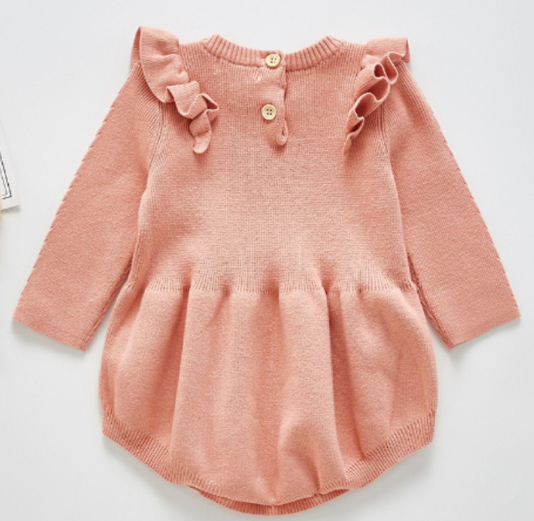 Pink Ruffle Sweater Romper Dress Dress Yo Baby Wholesale 