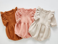 Pink Ruffle Sweater Romper Dress Dress Yo Baby Wholesale 