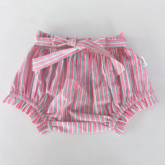 Pink Striped Print Shorts-Style Diaper Cover With Belt Yo Baby India 