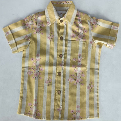 Pink & Yellow Floral Print Boys Shirt Shirt Yo Baby India 