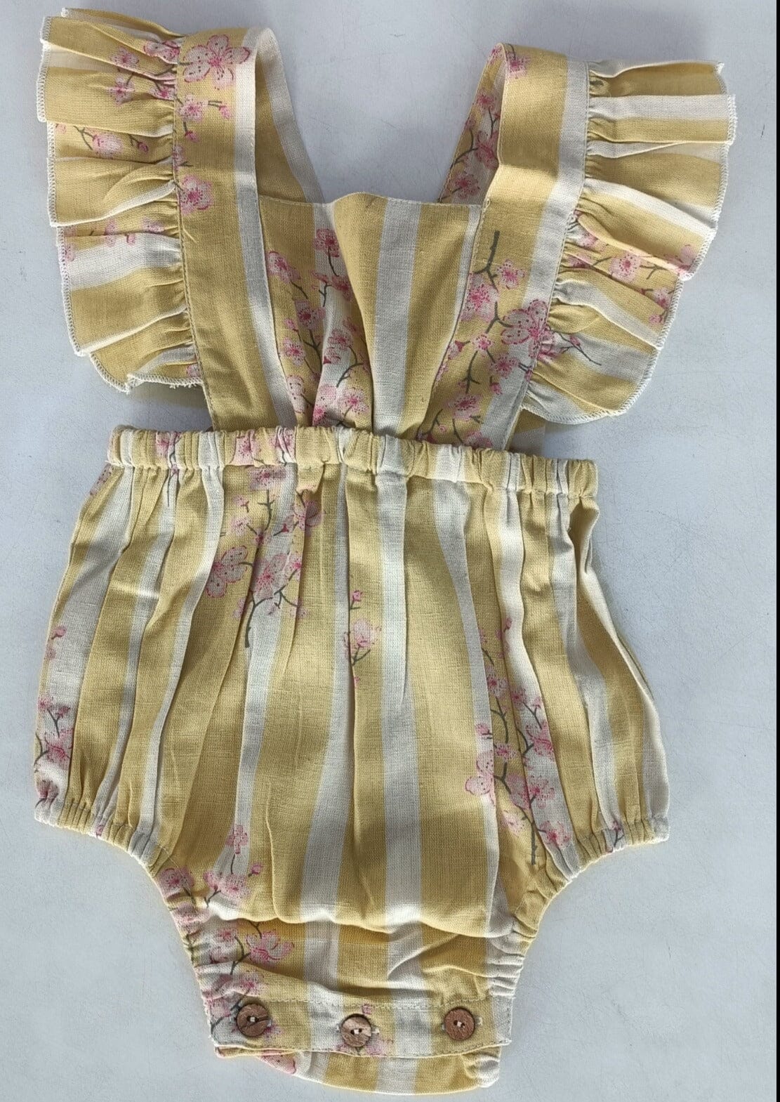 Pink & Yellow Floral Print Ruffled Racer Back Romper romper Yo Baby India 