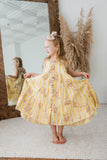 Pink & Yellow Floral Print Tiered Dress dress & diaper cover DRESS Yo Baby India 