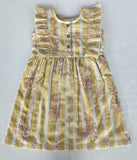 Pink & Yellow Floral Print Yoke Ruffled Gathered Dress DRESS Yo Baby India 