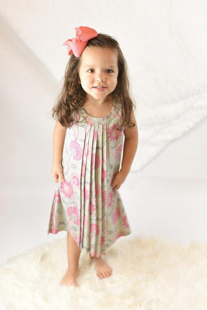 Pleated Pink & Steel-Grey Pleated Dress Dress Yo Baby Wholesale 