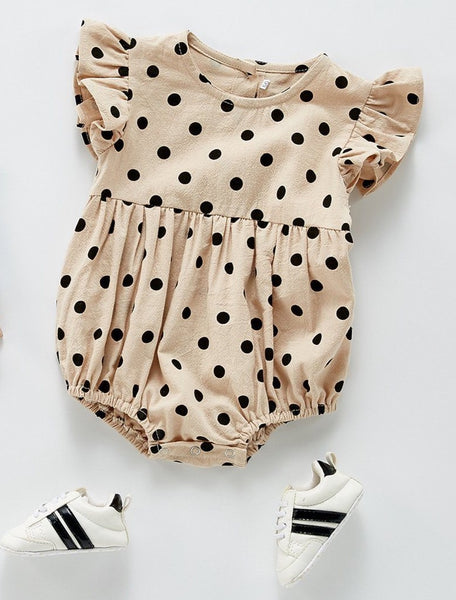 Polka Romper - Beige Dress Yo Baby Wholesale 
