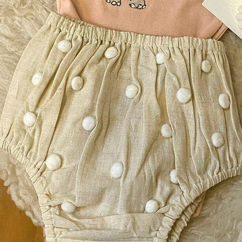Pom-Pom Diaper Cover (White)