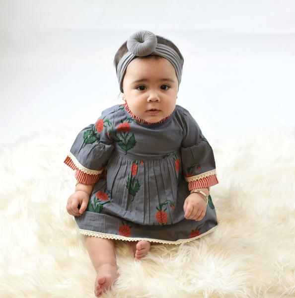 Print & Stripes Bell-Sleeves Dress & Diaper Cover 2-pc. Set Yo Baby Wholesale 