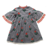 Print & Stripes Bell-Sleeves Dress Dress Yo Baby Wholesale 