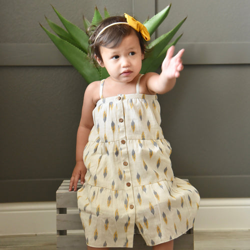 Ikat Print Maxi Dress – 100% Cotton Lined Dress for Girls