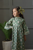 Printed Bell-Sleeves Ruffle Dress Dress Yo Baby Wholesale 