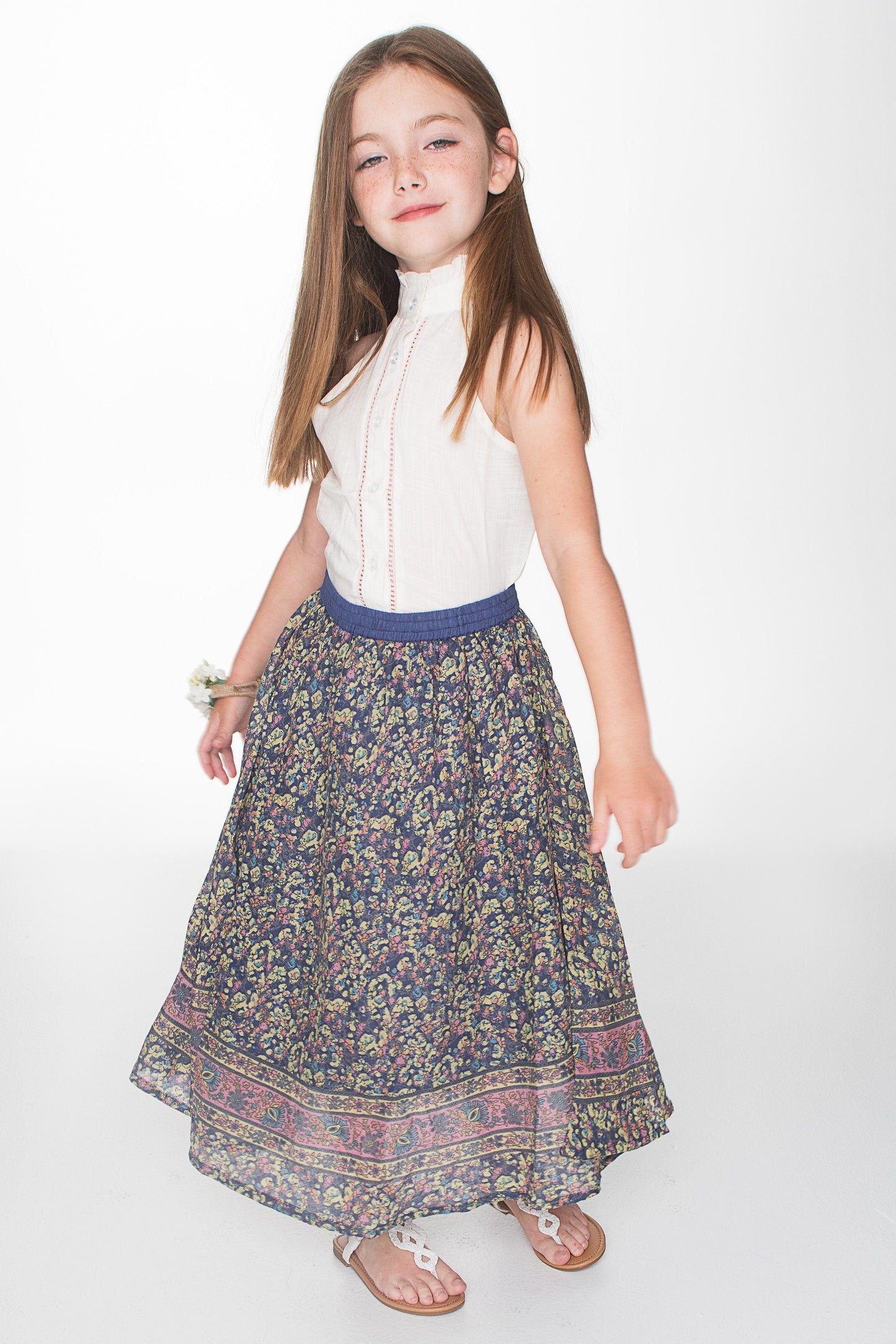 Printed Circle Skirt with Lace Detail Blouse 2pc. Set 2-pc. set Yo Baby Wholesale 