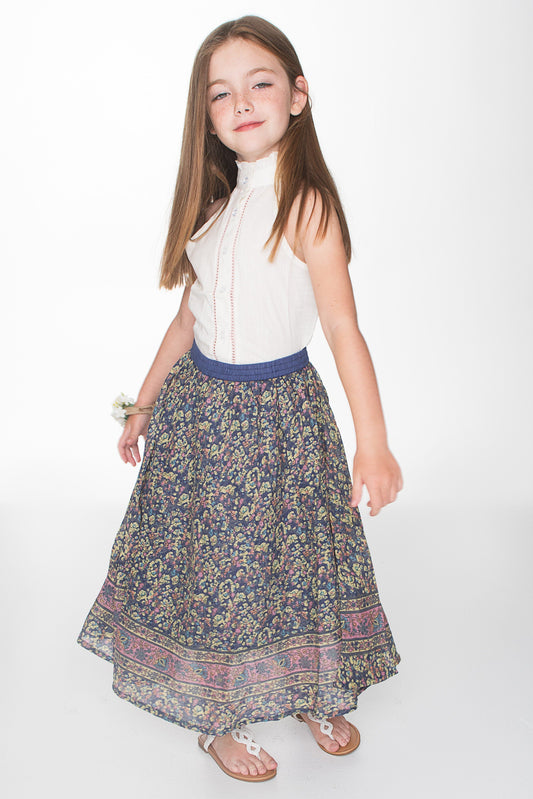 Printed Circle Skirt with Lace Detail Blouse 2pc. Set 2-pc. set Yo Baby Wholesale 