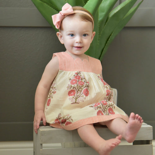 Printed Floral Sweetheart Neckline Dress – 100% Cotton Lined Dress for Girls