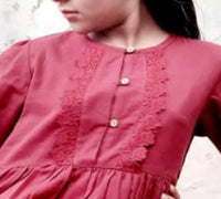 Red Lace Fulll-Sleeves Shirt Dress Dress Yo Baby Wholesale 