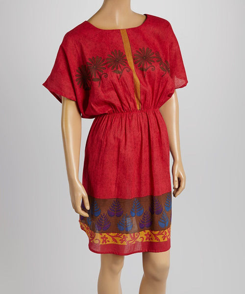 Red Leaf Dolman Dress Shirt-Dress Yo Baby Wholesale 