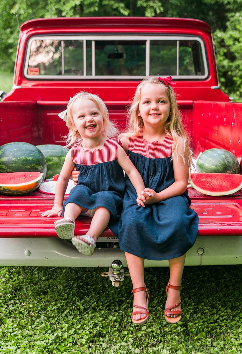 Red Stripe & Navy Sweetheart Dress Dress Yo Baby India 