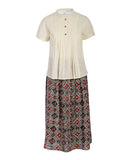 Roman Inspired Printed Skirt & Pleated Top Set Shirt-Dress Yo Baby Wholesale 