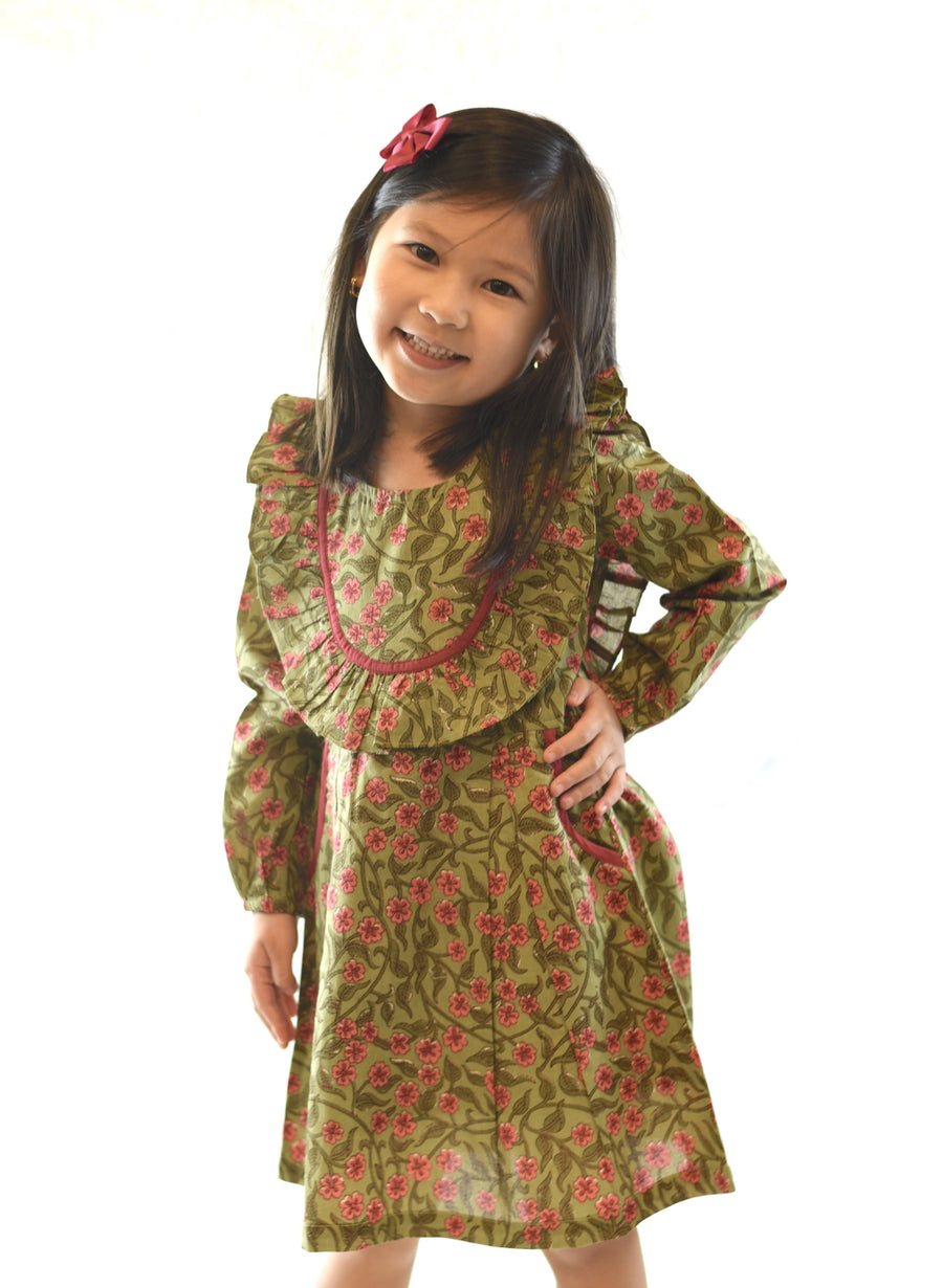 Ruffle & Lace Yoke-Dress