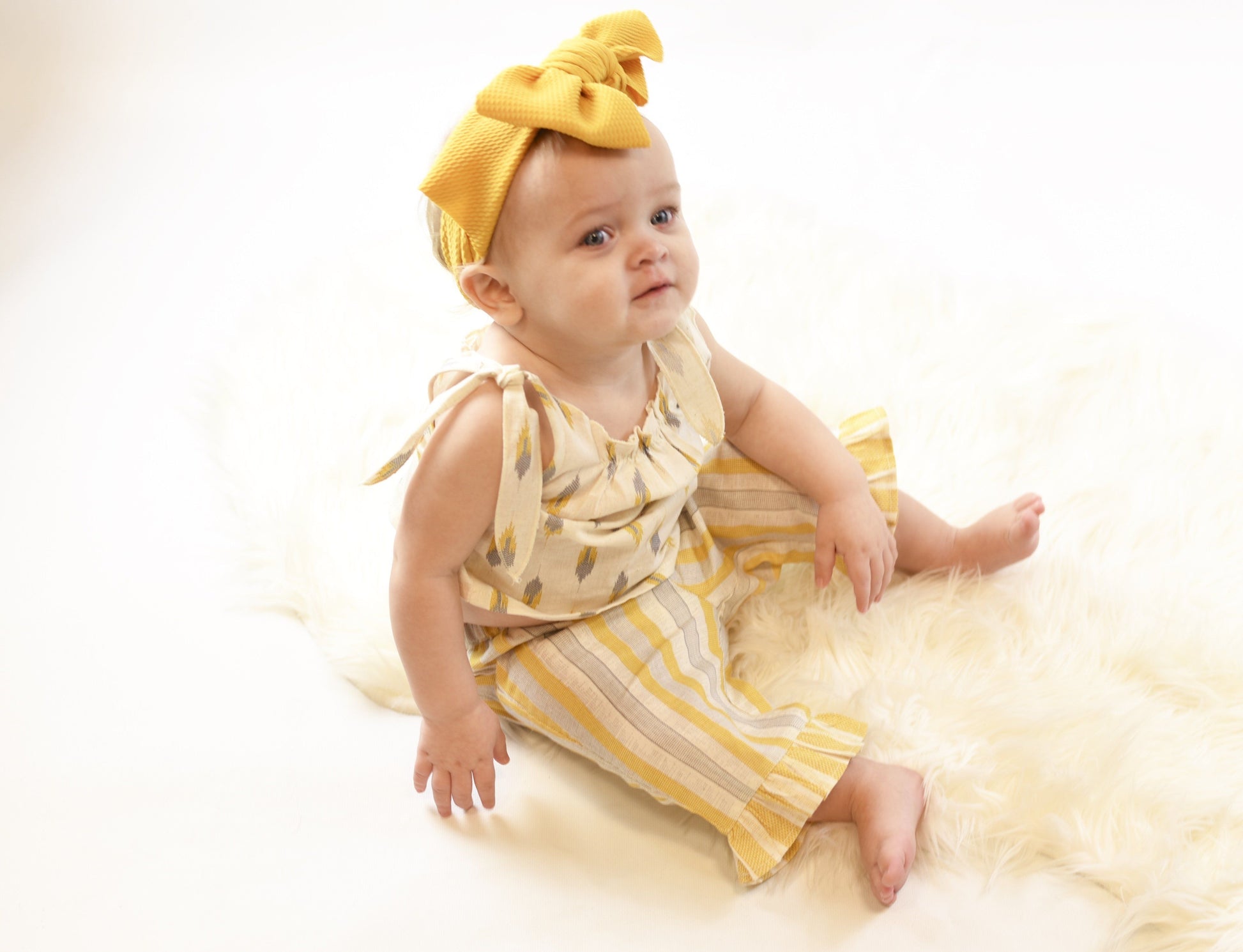 Ruffle Striped Pants & Tie-Top 2 Pc Set Sun Dress Yo Baby Wholesale 