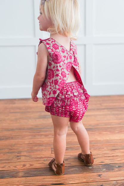 Ruffled Hot-Pink Top With Diaper Cover Set Top and bloomer 2-pc. set Yo Baby India 