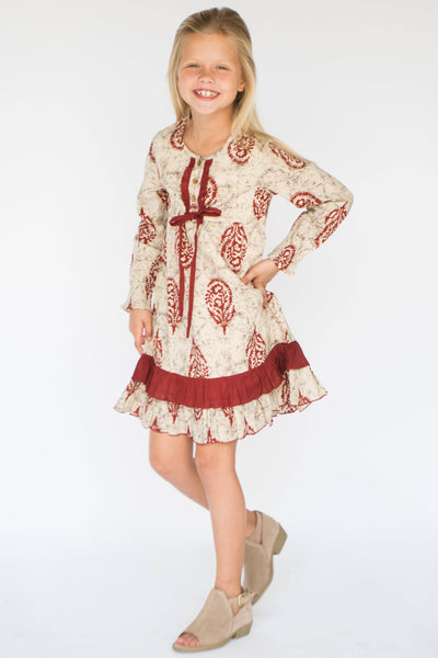 Ruffled Paisley Shift Dress With Drawstring Dress Yo Baby Wholesale 
