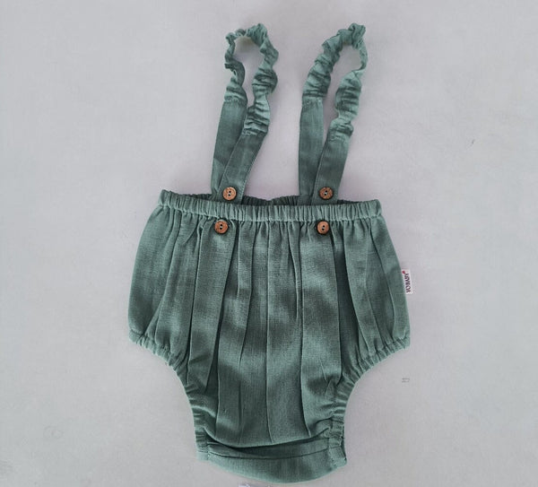 Sage-Green Color Suspender Shorts-Style Diaper Cover Diaper Cover Yo Baby India 