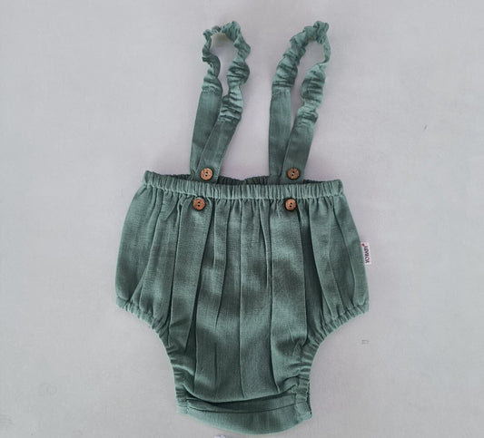 Sage-Green Color Suspender Shorts-Style Diaper Cover Yo Baby India 