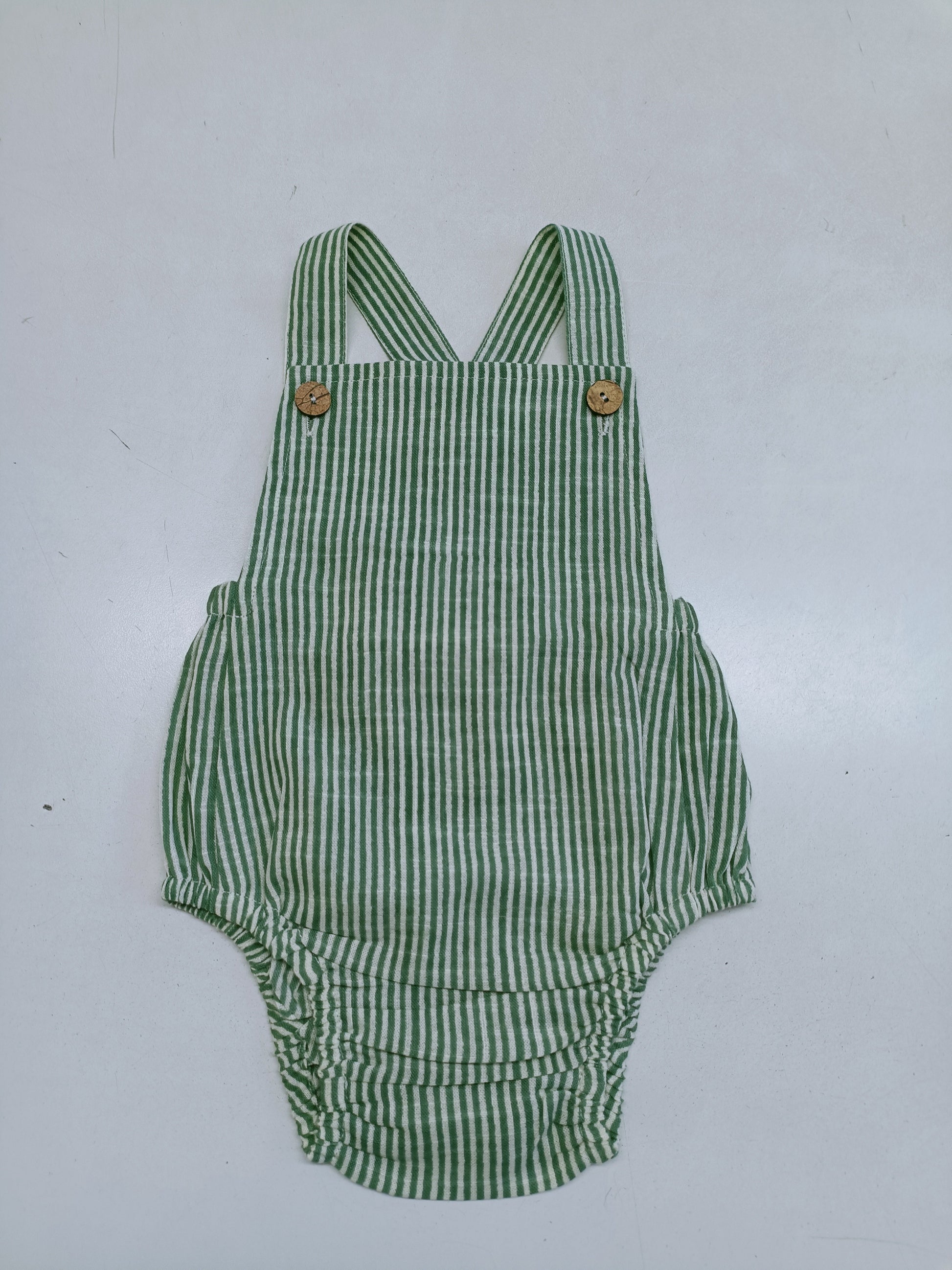 Sage Green Stripes Print Romper romper Yo Baby Wholesale 