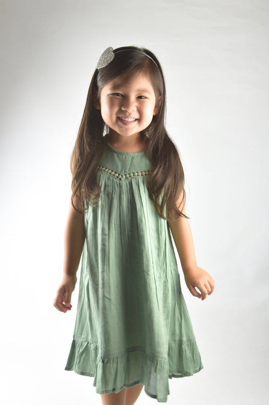 Sage Lace Detail Dress Dress Yo Baby Wholesale 