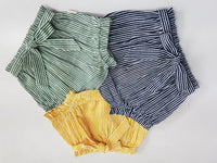 Sage, Navy, Yellow Stripes Print Infant Baby Shorts (3PC SET) 3 Piece Shorts Set Yo Baby Wholesale 