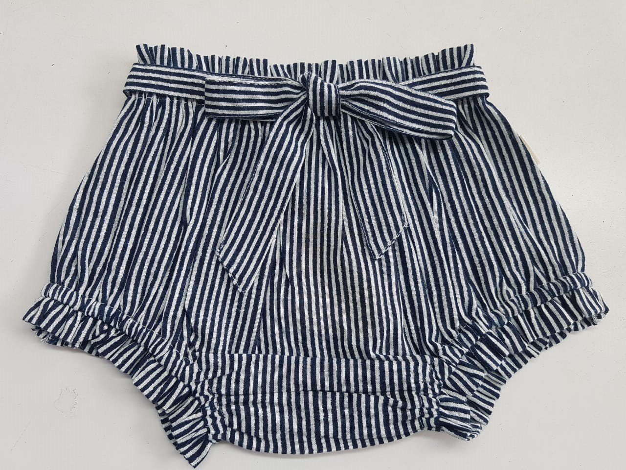 Sage, Navy, Yellow Stripes Print Infant Baby Shorts (3PC SET) 3 Piece Shorts Set Yo Baby Wholesale 