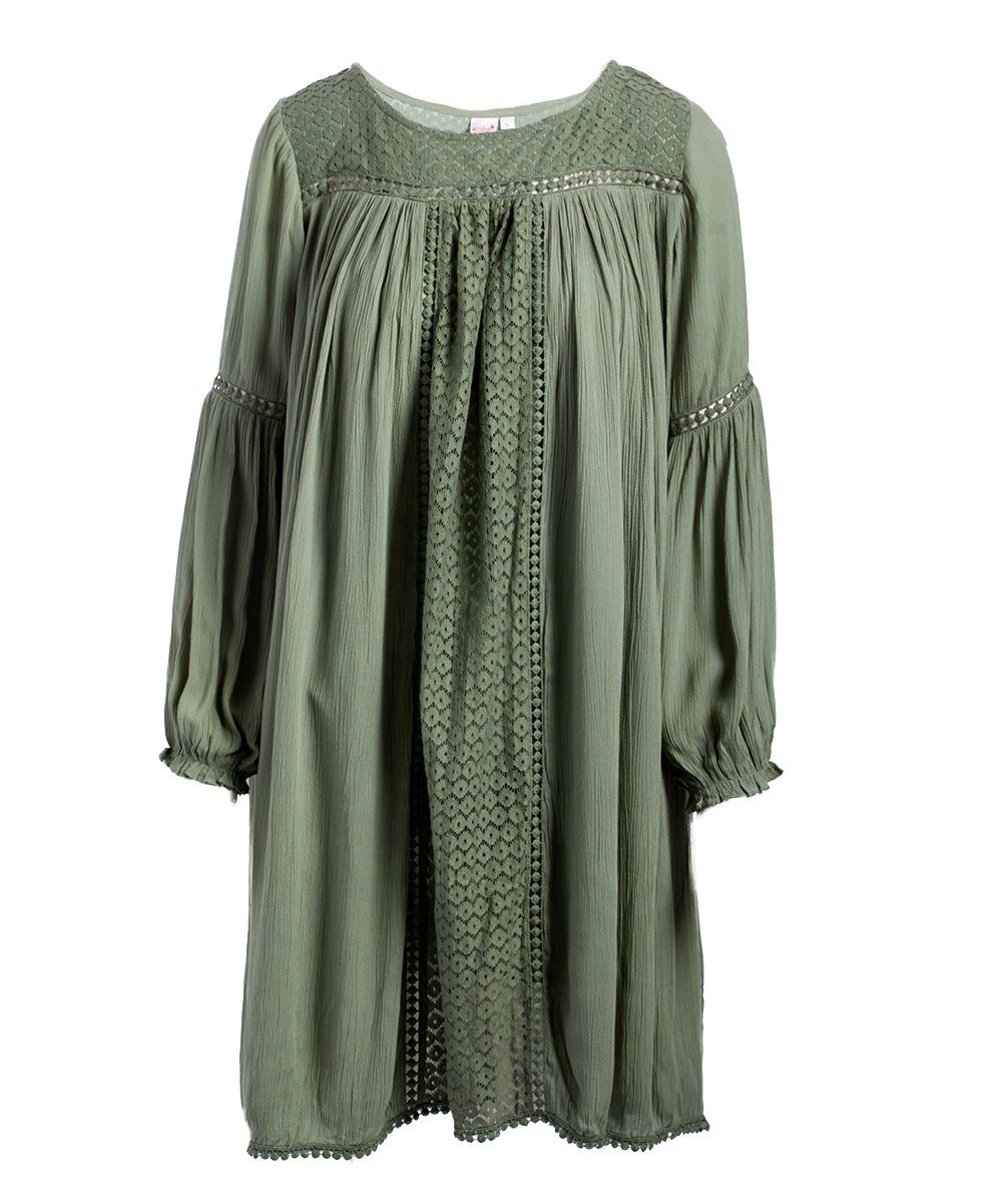 Sage Net Detail Dress Shirt-Dress Yo Baby Wholesale 