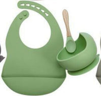 Set of 3 , Bowl & Spoon - Feeding Set Feeding Set Yo Baby Wholesale Green 