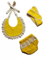 Set of 3 - Crochet Diaper Cover with Matching Bib & Headband in Yellow diaper covers Yo Baby Wholesale 