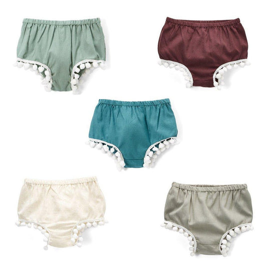 Set of 5 - Diaper Covers with Pom-Pom Lace Detail diaper covers Yo Baby Wholesale 