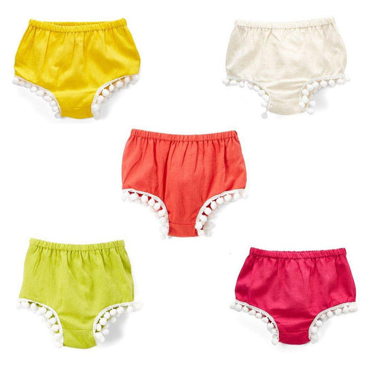 Set of 5 - Diaper Covers with Pom-Pom Lace Detail diaper covers Yo Baby Wholesale 