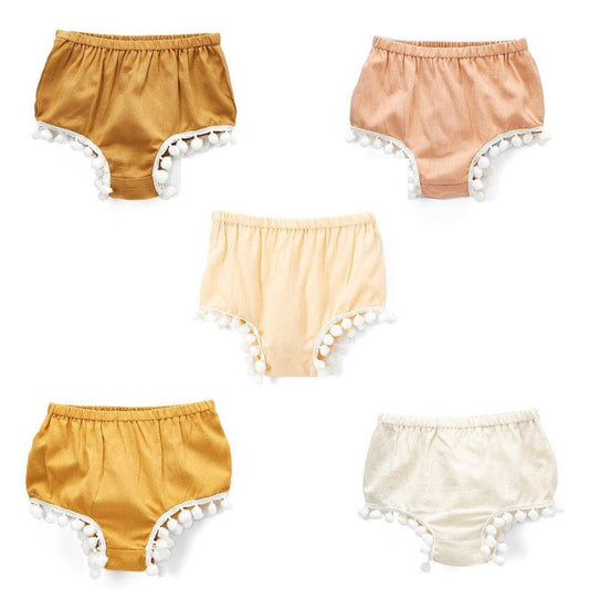 Set of 5 - Diaper Covers with Pom-Pom Lace Detail diaper covers Yo Baby Wholesale 