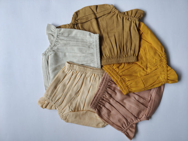 Set of 5 - Winged Diaper Covers in Ivory, Pale Yellow, Blush, Mustard & Camel diaper covers Yo Baby Wholesale 