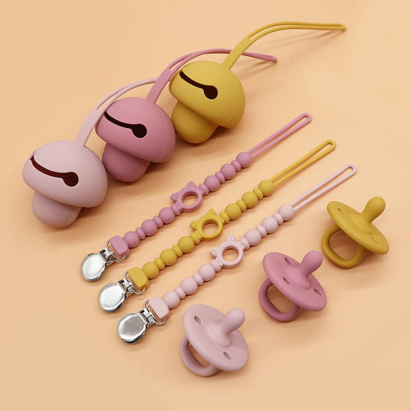 Silicone Pacifier + Pacifier Clip + Pacifier Holder - Set of 3 Feeding Set Yo Baby Wholesale 