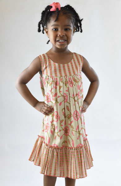 Sleeveless Floral & Stripes Dress Dress Yo Baby Wholesale 