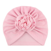 Soft Knit Flower-Turban Headband Yo Baby India Baby Pink With Pink Rose 