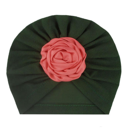 Soft Knit Flower-Turban Headband Yo Baby India Black With Red Rose 