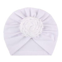 Soft Knit Flower-Turban Headband Yo Baby India White With White Rose 