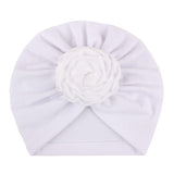 Soft Knit Flower-Turban Headband Yo Baby India White With White Rose 