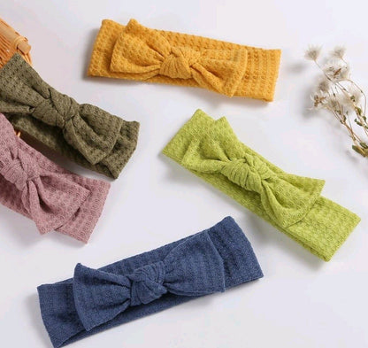 Soft Waffle-Mesh Knit Bow Headband Yo Baby India 