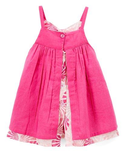 Solid Pink and Printed Slip Dress Dress Yo Baby Wholesale 