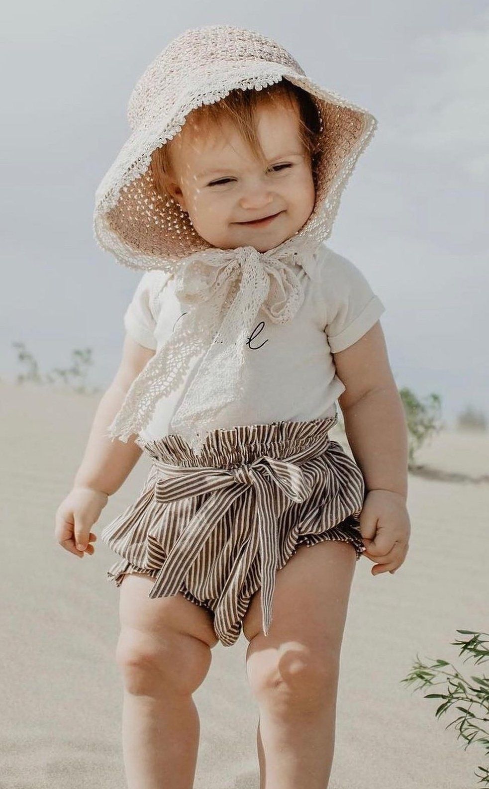 Striped Baby High Waist Shorts 3PC SET Brown Red Orange Yo Baby India