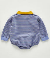 Striped & Contrast-Collar Full-Sleeves Infant Romper - Boys Dress Yo Baby Wholesale 